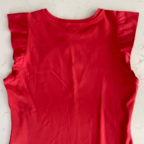 RW&CO. Responsible Crew Nk Flutter Sleeve Viscose Nylon Blend Top Lt. Red S NWT - Picture 5 of 10